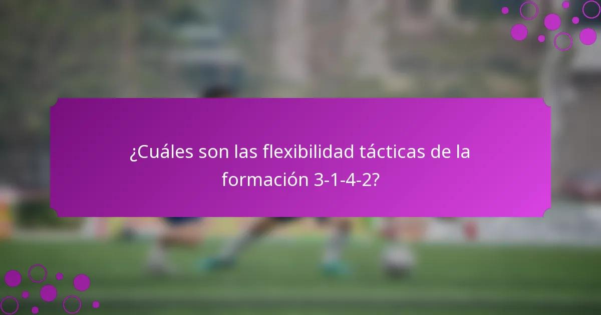 ¿Cuáles son las flexibilidad tácticas de la formación 3-1-4-2?